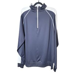 FootJoy Golf Pullover Jacket Mens Large Gray White 1/4 Zip Long Sleeve